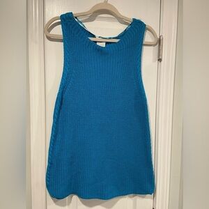 NWT Cupio Size XL Scoop Neck Sleeveless Cotton Teal Blue Knit Vest Top Cotton